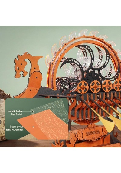 Rokr Lk802 Viking Gemisi Viking Dragon Ship Dıy Minyatür Maket Model Seti Ahşap 3d Wooden Puzzle 3d Model Kit Detaylı Dekoratif Hobi Seti Ahşap Maket