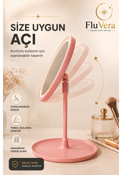 Led Işıklı Makyaj Aynası Masaüstü Dokunmatik Aydınlatmalı Güzellik Ve Cilt Bakım Aynası Pembe Ayarlanabilir Başlık Geniş Taban Usb-c Şarjlı Pembe Led Işıklı Makyaj Aynası Masaüstü Dokunmatik Aydınlatmalı Güzellik Ve Cilt Bakım Aynası Pembe Ayarlanabilir Başlık Geniş Taban Usb-c Şarjlı Pembe