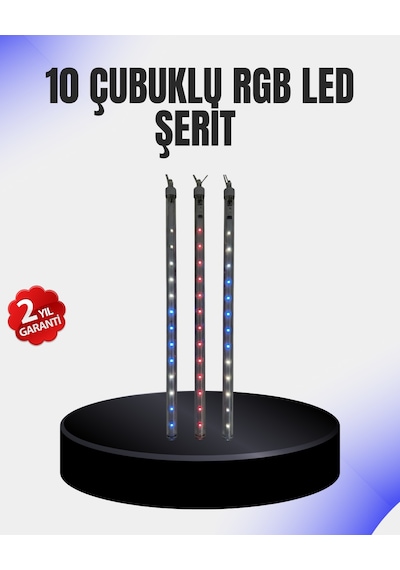 Dekoratif Led Meteor Işık 10 Lu Çubuk Seti