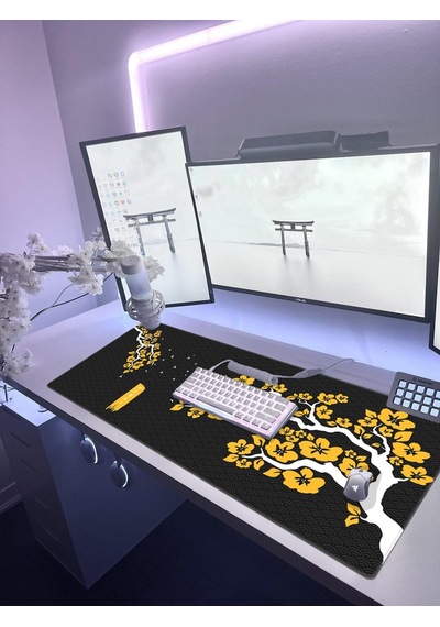 Gaming Sakura Mouse Pad 90x40 Cherry Blossom Mouse Pad Xxl Büyük Oyuncu Mouse Altlığı Kiraz Çiçeği Mousepad Sar