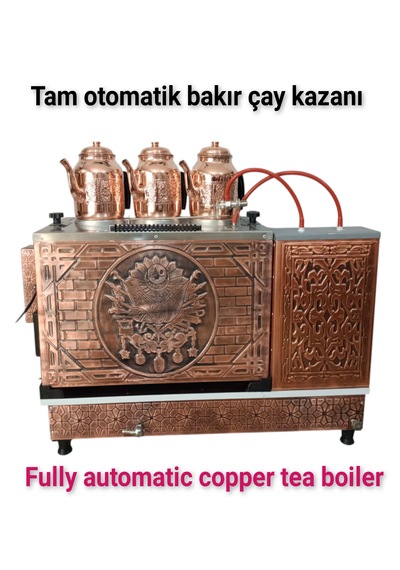 3 Gözlü Bakır Çay Kazanı Osmanlı Model Tüplü Çay Ocağı Otomatik