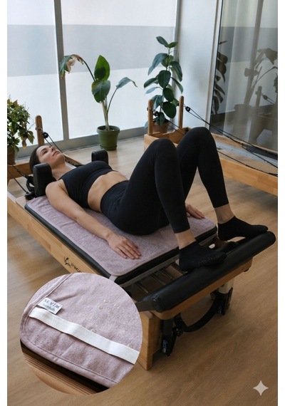 Kaymaz Silikon Tabanlı, Reformer Pilates Havlusu, Ter Emici Bambu Pilates Mat Havlu-lila Lıla