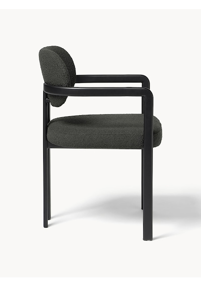 Dedar Milano X Westwing Adrien Kolçaklı Sandalye - Ekru, Lüks Kumaş Siyah