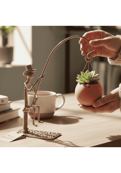 Dekoratif Metal Figür Sukulent Saksı Askılığı SPH002