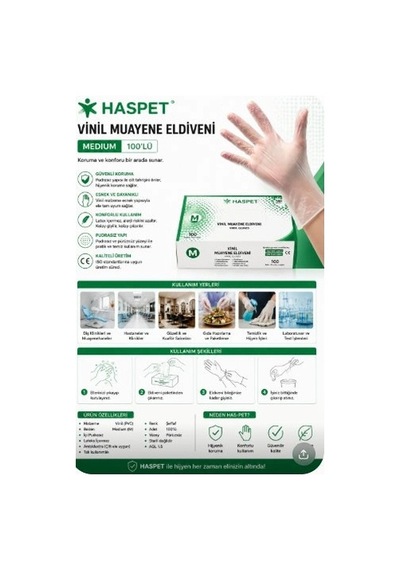 Has-pet Vinil Muayene Eldiveni Medium 100'lü