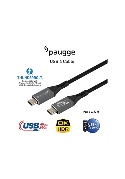 Usb 4 Kablo - 40gbps, Usb C Görüntü, Ses, Data Ve Şarj Kablosu - 8k 60hz, 4k 144hz /120hz / 60hz, Hdr 2 Metre Diğer