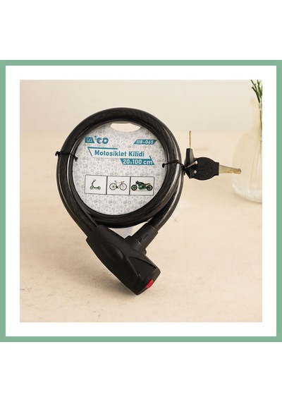 Bşkvirgo Çelik Tel Bisiklet & Motosiklet Kilidi 20mm X 100cm Anahtarlı Kapaklı Bsk2026 Çok Renkli