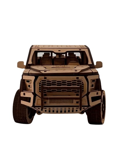 6x6 Pick-up Ahşap Maket Seti Dıy 3d Puzzle Açılabilir Kapılı Arazi Aracı Koleksiyoner Modeli 531 Parça