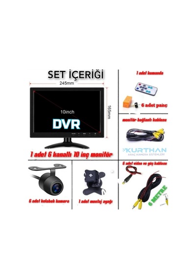 6 Kanal 10'' Hybrid Dvr Monitör Ve 6 Adet Kelebek Kamera Set 12 V