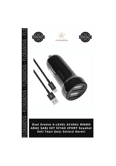 Özel Üretim X-level Xc4061 Mikro Araç Şarj Set Siyah 2port Seyahat Seti Taşıt Şarjı Sürücü Gereci