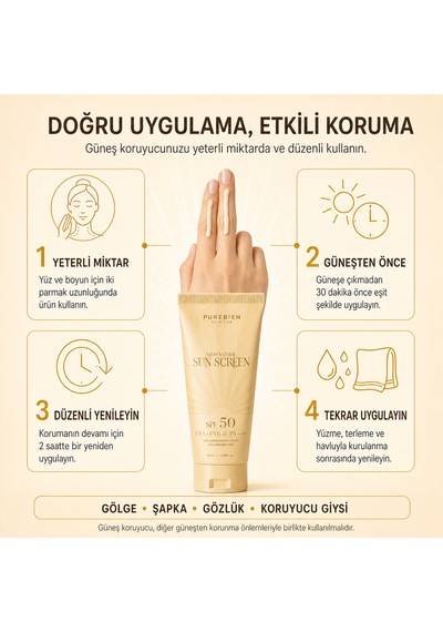 Purebıen %100 Doğal Güneş Koruyucu Spf 50+ Pa++++ Uva/uvb 50 Ml