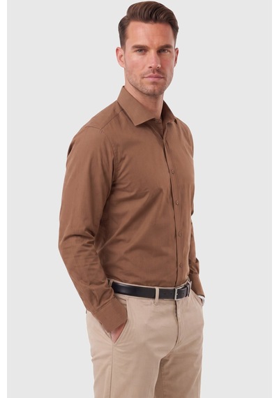Deepsea Erkek Slim Fit Pamuk Saten Kahve Gömlek Kolay Ütülenebilir, Büyük Beden Seçenekli 2209615 Deepsea Erkek Slim Fit Pamuk Saten Kahve Gömlek Kolay Ütülenebilir, Büyük Beden Seçenekli 2209615