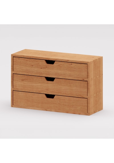 Desna Üç Katlı Üç Çekmeceli Mini Dolap 34 Cm Uzunluk X 12.1 Cm Genişlik X 20 Cm Woodsaka Doğal Ahşap