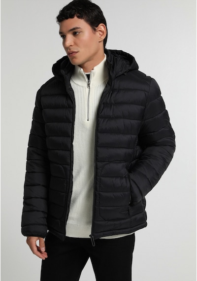 Colin's Colins Slim Fit Kapüşonlu Fermuarlı Astarlı Erkek Siyah Mont Cl1082935 Q1.v1 Blk