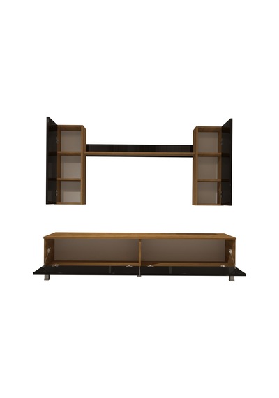 Decoraktiv Eko 7 Mdf Std Krom Ayaklı Tv Ünitesi Tv Sehpası Pera - Siyah