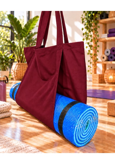 Mat Taşıma Çantası Yoga Fitness Silindir Antrenman Çantası - Çantalı Fermuarlı Mat Taşıma Çantası Bordo