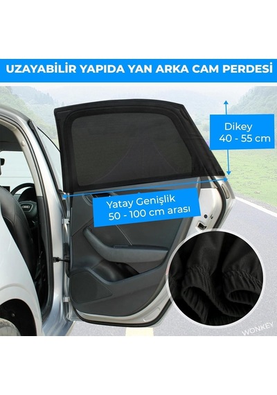 Ayrex 1 Adet Paket Araba Yan Cam Perdesi, Oto Perde, Otomobil Yan Cam Güneşliği Sineklik, Araç İçi Arka Cam Güne Diğer