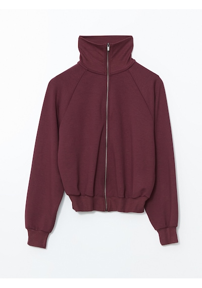 Lcwaıkıkı Classic Mürdüm Dik Yaka Oversize Kadın Fermuarlı Sweatshirt
