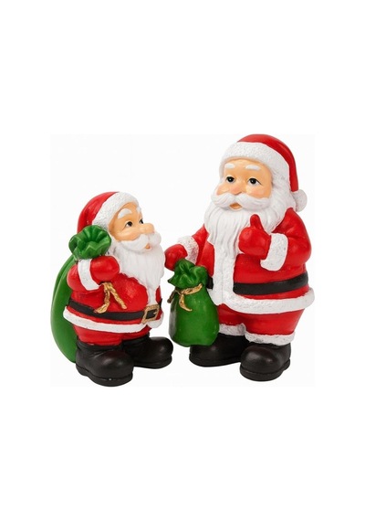 Dekoratif İkili Noel Baba Biblosu Noel Dekorasyon Figürü Hediyelik Yeni Yıl Süsü