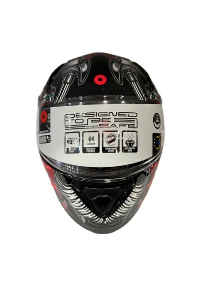 Shiro Katana Sv Samurai Kapalı Kask Kırmızı - Siyah