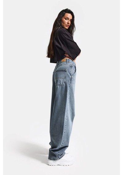 Itsbasic Kadın Kot Rengi 17s6-125 Skater Fit Bol Kesim Denim Jean Mavi