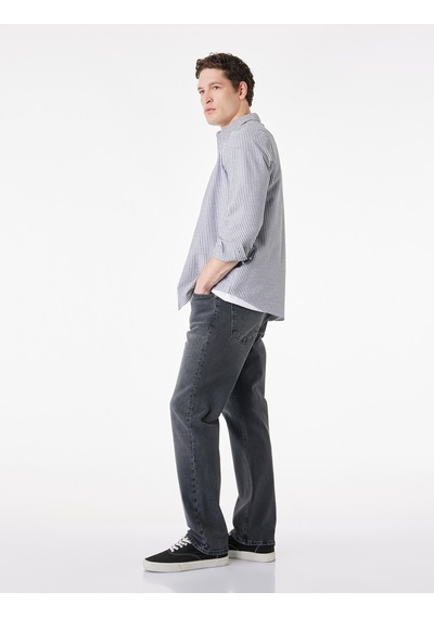 Koton Düz Paça Normal Bel Straight Fit Jean Pantolon - Mark Jean Antrasit 7wam40131nd
