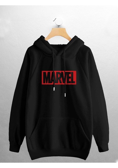 Macklin Unisex Kadın Erkek Marvel Baskılı Sweatshirt Siyah Mck0786 Siyah