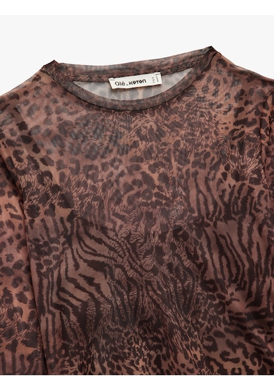 Koton Slim Fit Uzun Kollu Leopar Baskılı Tül Tişört Kahverengi Desenli 6wal10436ık Kahverengi Desenli Koton Slim Fit Uzun Kollu Leopar Baskılı Tül Tişört Kahverengi Desenli 6wal10436ık Kahverengi Desenli
