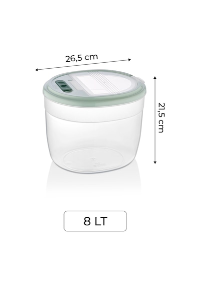2'li Büyük Boy Kilit Kapaklı Un Bakliyat Saklama Kabı - Saklama Seti 8 Litre Açık Yeşil
