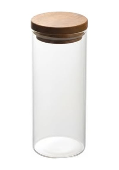 Doğal Akasya Ahşap Kapaklı Borosilikat Cam Kavanoz - 350 Ml Vakumlu Yuvarlak Baharatlık, Çay Ve Kahve Saklama Kabı Çok Renkli