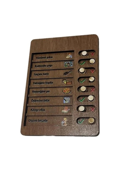 Ahşap Çocuk Günlük Rutin Checklist Kontrol Listesi Yapılacaklar Listesi