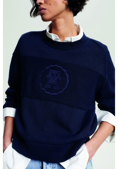 Tommy Hilfiger Bisiklet Yaka Triko Kazak Lacivert