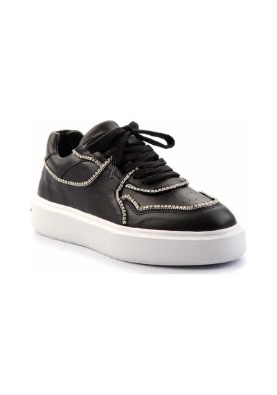 Bambi Siyah Hakiki Deri Kadın Sneaker K01480136703 Siyah