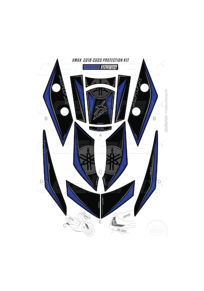 Yamaha Xmax 2018 2020 Mavi Tank Pad Xy013b