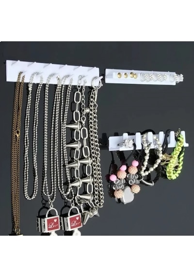 Bling Eez Takı Askısı 9 Parça Takı Aksesuar Düzenleyici Kolye Küpe Yüzük Takı Organizer Beyaz
