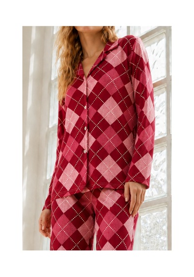Fit Women Kadın Regular Bürümcük Kırmızı Pijama Takımı