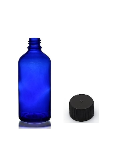 50ml Mavi Şişe Düz Kapaklı, 24 Adet, Cam Şişe, Esans Şişesi, Yağ Şişesi, Kozmetik Şişesi