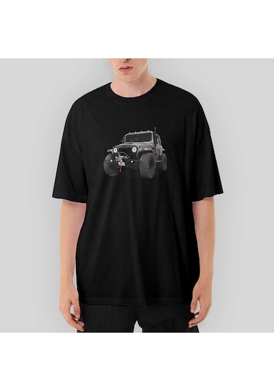 Jeep CJ Mahindra Oversize Siyah Tişört Siyah