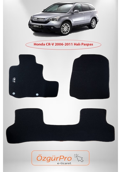 Rizline Honda Cr-v 2006-2011 Araca Özel Halı Paspas Siyah Klipsli