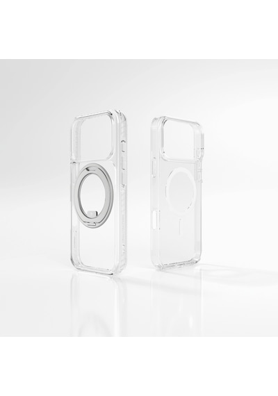 Apple Uyumlu iPhone 17 Pro  Kılıf M-safeli Airbag Standlı Amazingthing Titan Pro Magspin Kapak Şeffaf Şeffaf