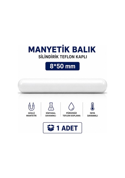 Manyetik Balık Silindirik Teflon Kaplı 8 50mm - 1 Adet