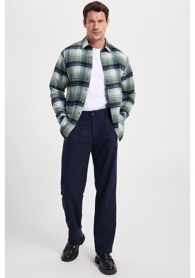 Tudors Erkek Slim Fit Dar Kesim Kareli Kışlık Oduncu Gömlek-42380 Mint
