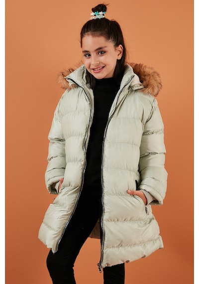 Lela Içi Peluş Astarlı Çıkarılabilir Kapüşonlu Suya Dayanıklı Kız Çocuk Mont 5761910 Çağla