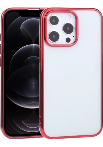 Hepsi iPhone Uyumlu 13 Pro Max 6.7inç Lazer Kaplama Renkli Kenar Şeffaf Kılıf- 5775 Najmaddin Rose Gold