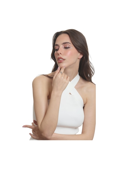 Labalaba Kadın Minimalist Tarz Dolama Model Ayarlanabilir Su Damlası Yüzük Gümüş