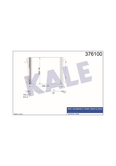 KALE OTO Radyatör 376100 Klima Radyatörü Passat B6 05- B7 10- Cc 08- 575X460X16