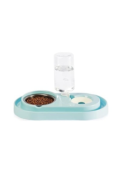 Miapet Hazneli Kedi-köpek Mama Ve Su Kabı Seti 1000ml Turkuaz