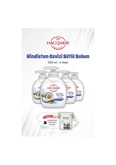 Hacı Şakir Hindistan Cevizi Sütlü Sıvı El Sabunu 300 Ml X 4 Ve Rosıe
