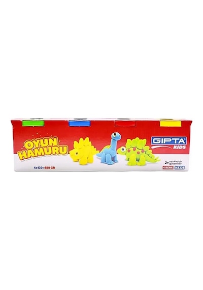 Büyük Boy Gıpta 4 Renk Oyun Hamuru 4x120 Gr. Canlı Renkler Çok Renkli