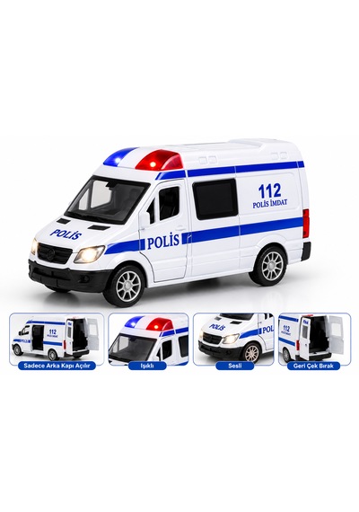 Vardem Famous Metal Model Polis Imdat Aracı 1:30 Ölçek Beyaz - Mavi